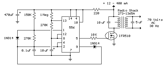 Telephone Ring Generator Using Small Power Transformer, original schematic edited by Bill Bowden